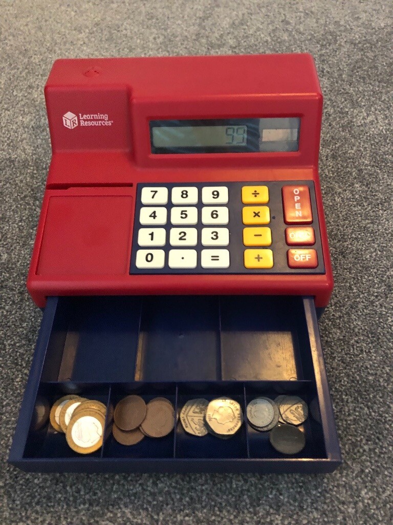 learning resources pretend and play calculator cash register with uk play money